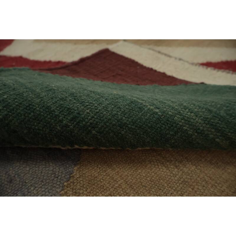 Hand Woven Oriental 100% Wool Carpet Southwestern Modern Multi-Colored Kilim Area Rug - 10' 10'' X 8' 10''