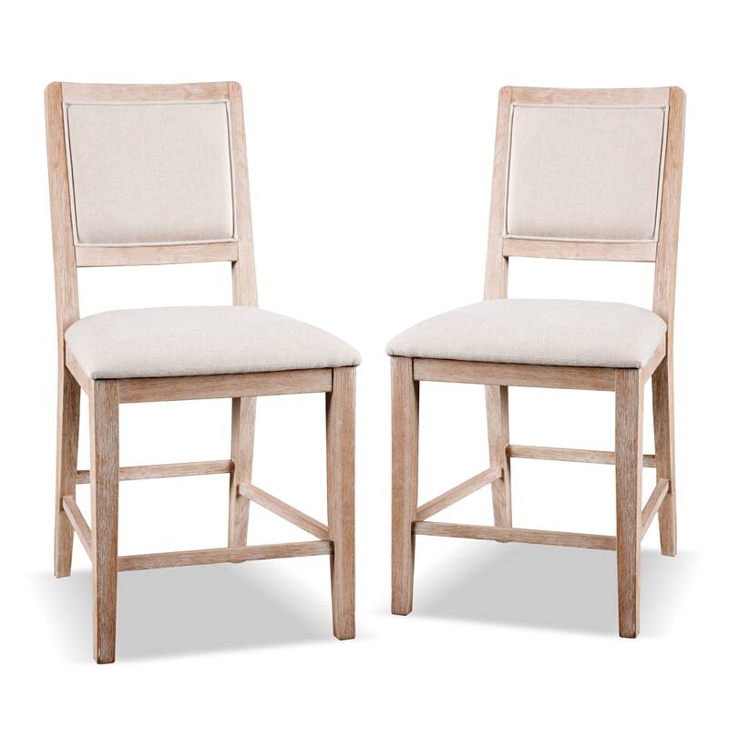 Furniture of America Eira 7-Piece Distressed Natural Wood Round Counter Height Table Set