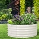 preview thumbnail 9 of 14, Aoodor 17'' Tall Aluzinc Metal Raised Garden Bed 42'' Round - Outdoor Open-Ended Base Garden Planter Box - N/A White