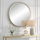 preview thumbnail 4 of 5, Round Beveled Floating Wall Mirror - 42" - Antiqued Gold Finish