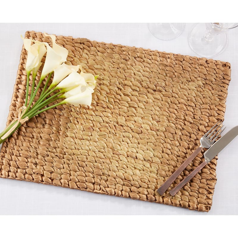 Water Hyacinth Placemats With Woven Design (Set of 4)