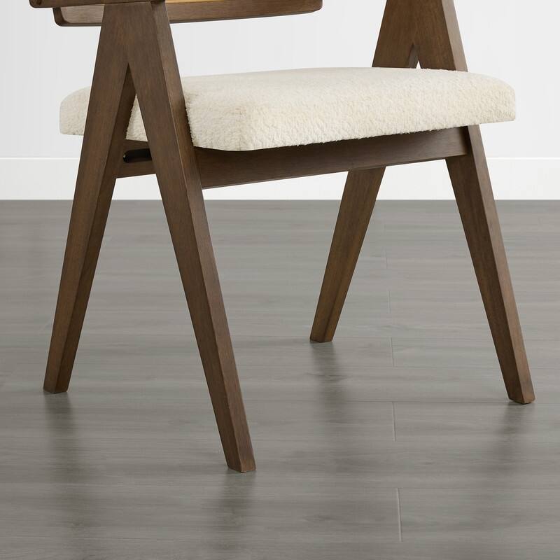 Spruce & Spring Modern American Dining Chair with Woven Rattan Back