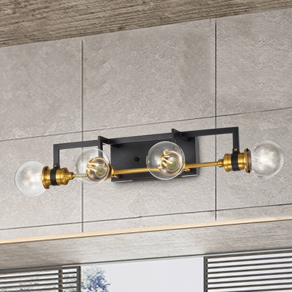 Oil Rubbed Bronze and Antique Gold Finish 4-Light Vanity Light - 31 in. W x 6 in. H x 10.25 in. D