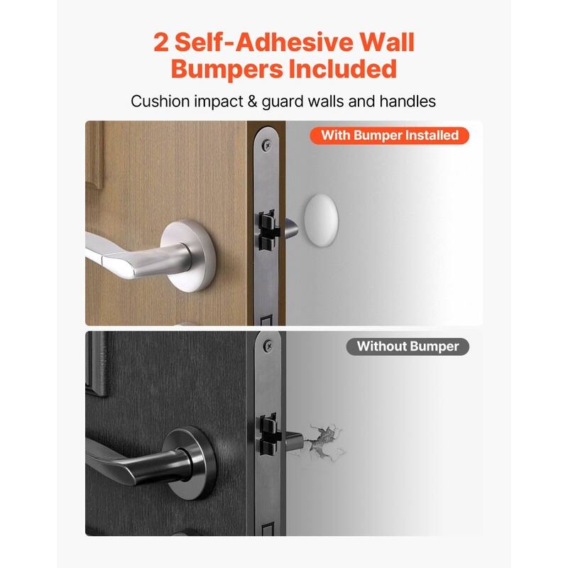 2 Pack Dual-Sided Non-Slip Door Wedge Zinc Alloy Construction with Wall Protection Bumpers