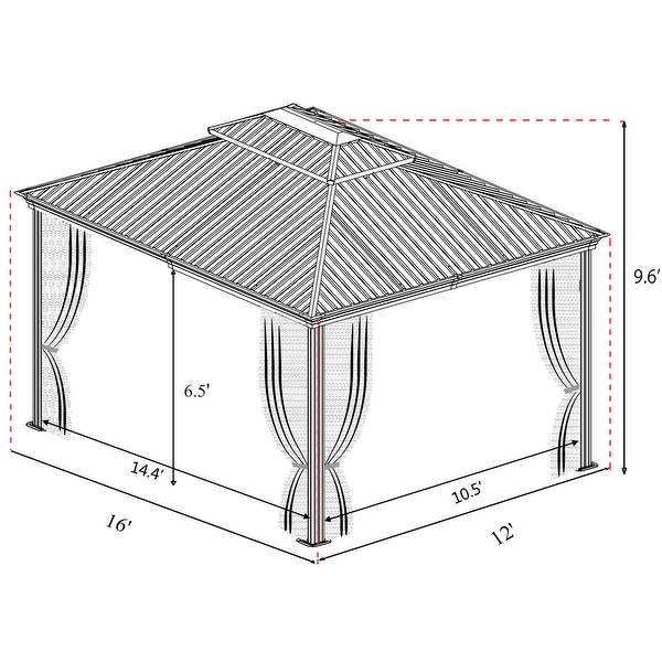 Kozyard Alexander 12x16foot Hardtop Aluminum Gazebo with a Mosquito