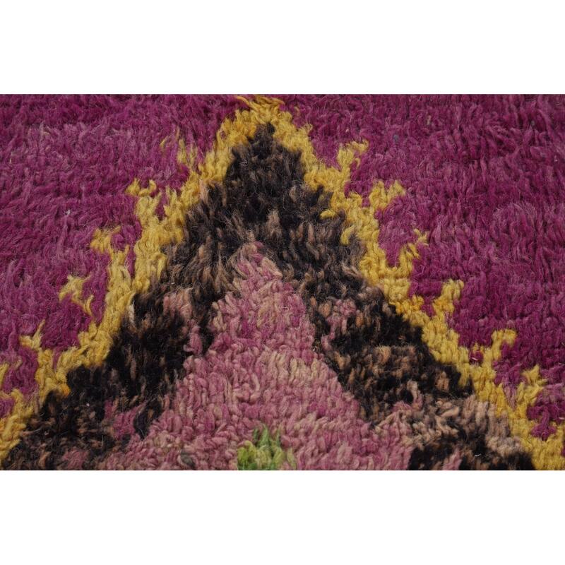 Purple Moroccan Oriental Area Rug Handmade Wool Carpet - 6'0" x 9'9"
