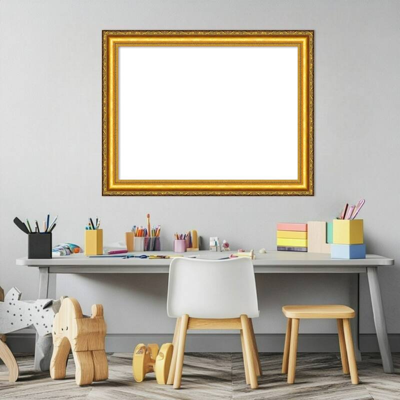 Amanti Art Colonial Embossed Gold Framed Dry Erase Magnetic Board
