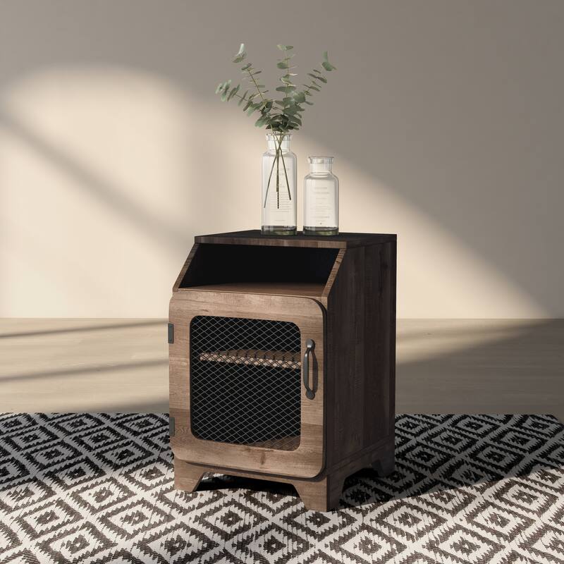 DH BASIC Rustic Oak 16-inch 3-Shelf End Table by Denhour