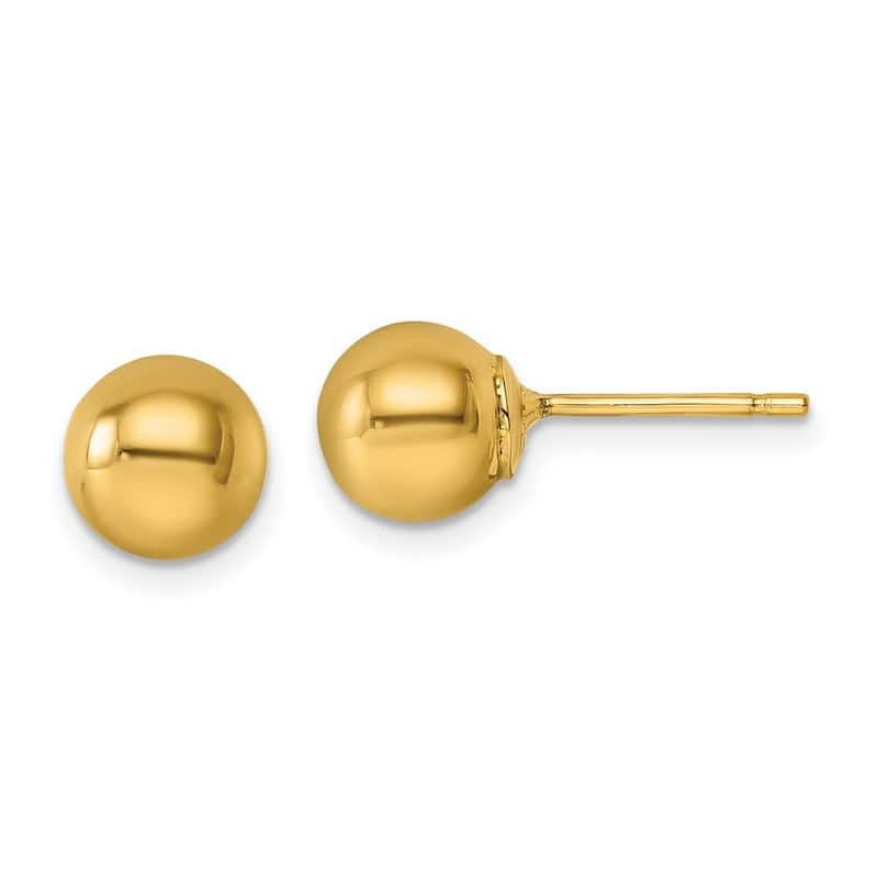 Curata 14k Yellow Gold 8mm Ball Post Earrings