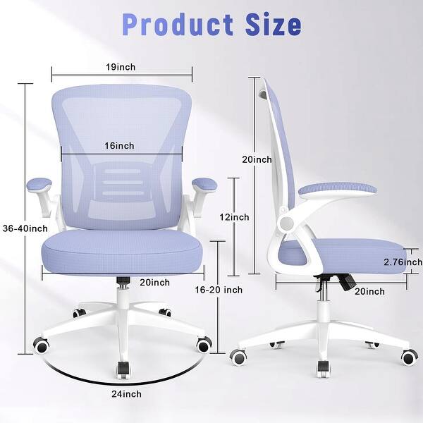 dimension image slide 0 of 8, Ergonomic Office Mid Back Chair - N/A