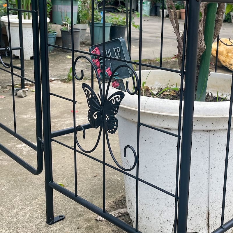 Garden Arch Arbor Trellis for Climbing Plants with Gate, Durable Metal Garden Arch Outdoor Wedding Arch, 7.15ft