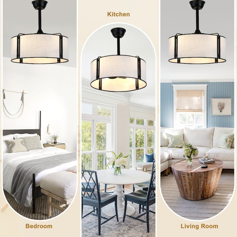 Bella Depot 19" Modern Caged Ceiling Fan with Light Kit and Remote Control 6-Speed Reversible DC Motor - 19”