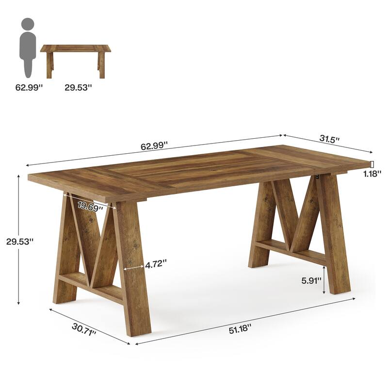 Conference Table for 4-6 People Rectangular Meeting Room Table for Office
