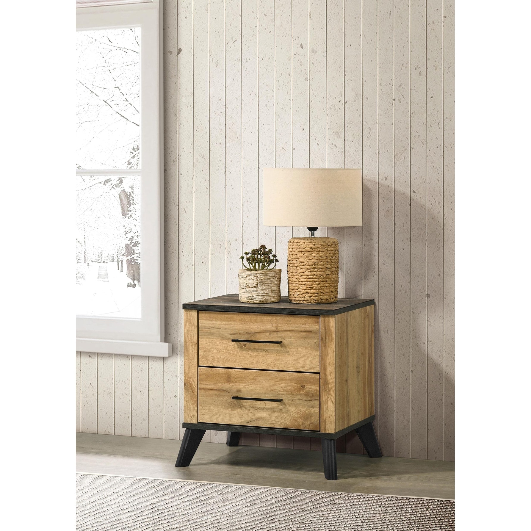 Kaywood 2-drawer Nightstand Bedside Table Natural Pine