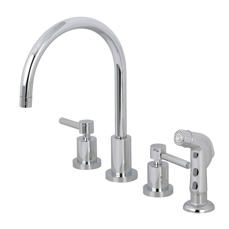 Kingston Brass Concord Widespread Kitchen Faucet with Metal Lever - Polished Chrome