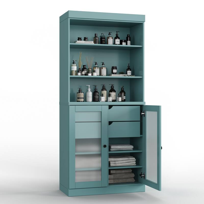 100% Solid Wood 32" Bathroom Cabinet with Optional Doors, 2-Drawers by Palace Imports