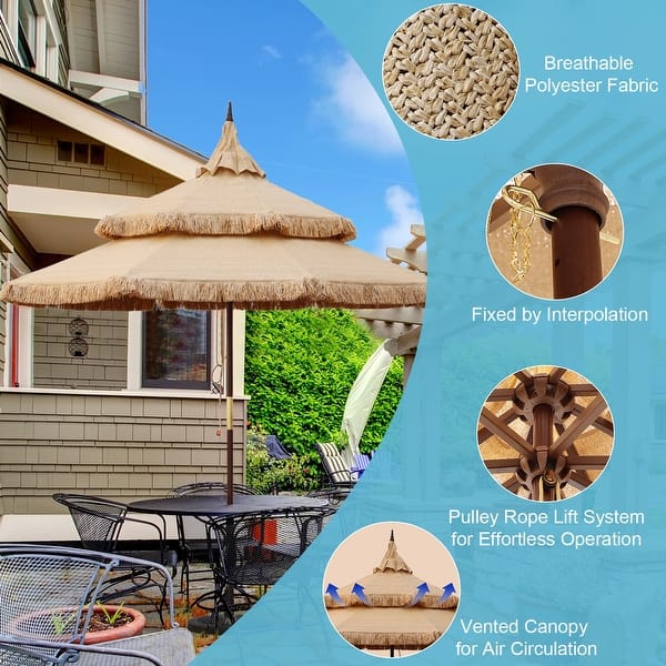 5 6 foot outdoor patio umbrella RoyalCraft 6.5 x 10 Ft Rectangular Patio Umbrella Aluminum Pole, Outd main image 0
