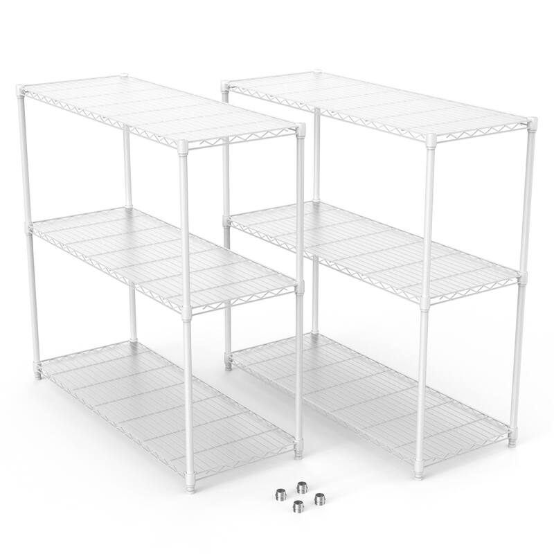 2 Pack 3 Tier Adjustable Wire Shelving Unit