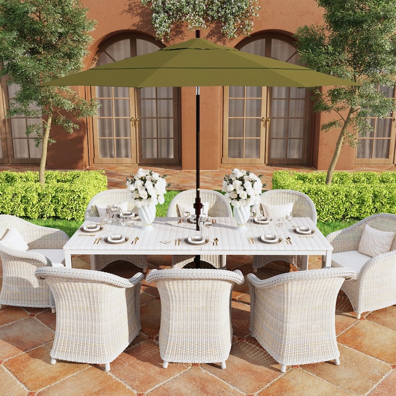 California Umbrella 11' Rd Golden State Series Patio Umbrella Bronze Aluminum Frame Crank Lift Collar Tilt Sunbrella - Spectrum Cilantro