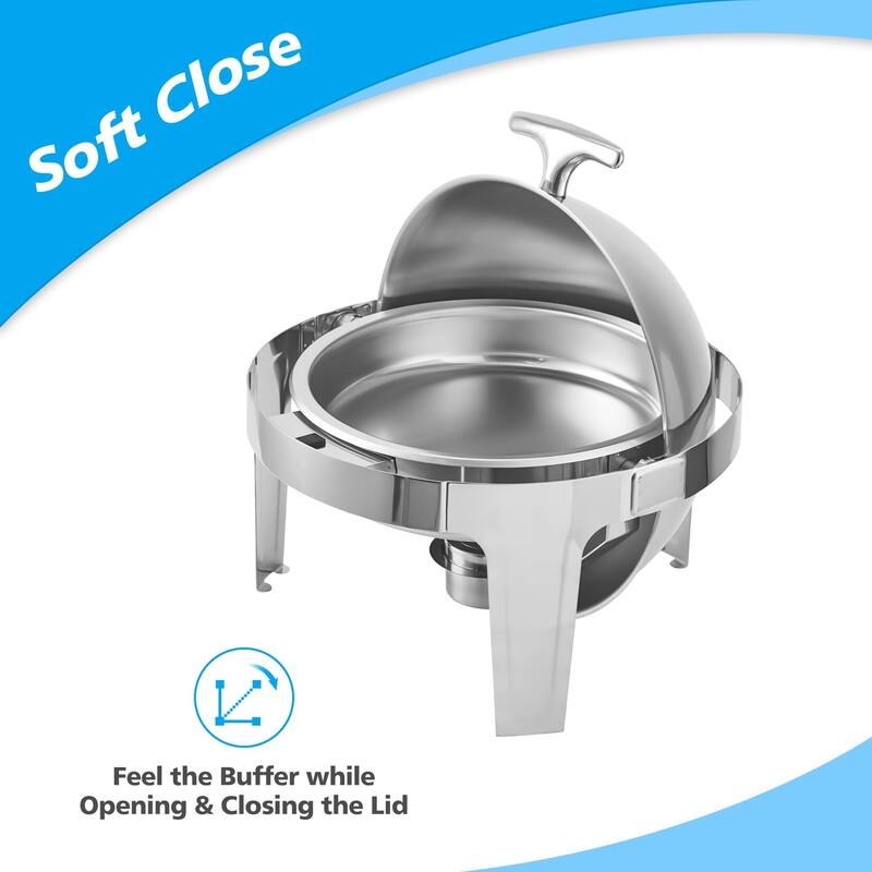 6.8 Qt Chafing Dish Buffet Set, with Roll Top Lid, Stainless Steel Chafing Server Set