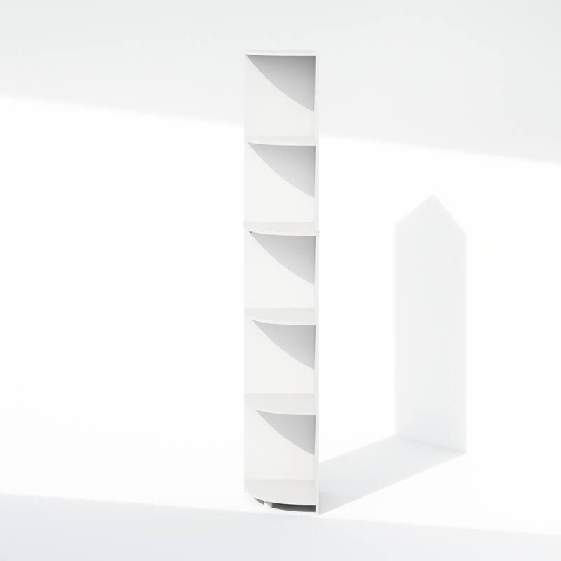 Furinno Basic 5-Tier Corner Multipurpose Standing Shelf, Amber Pine