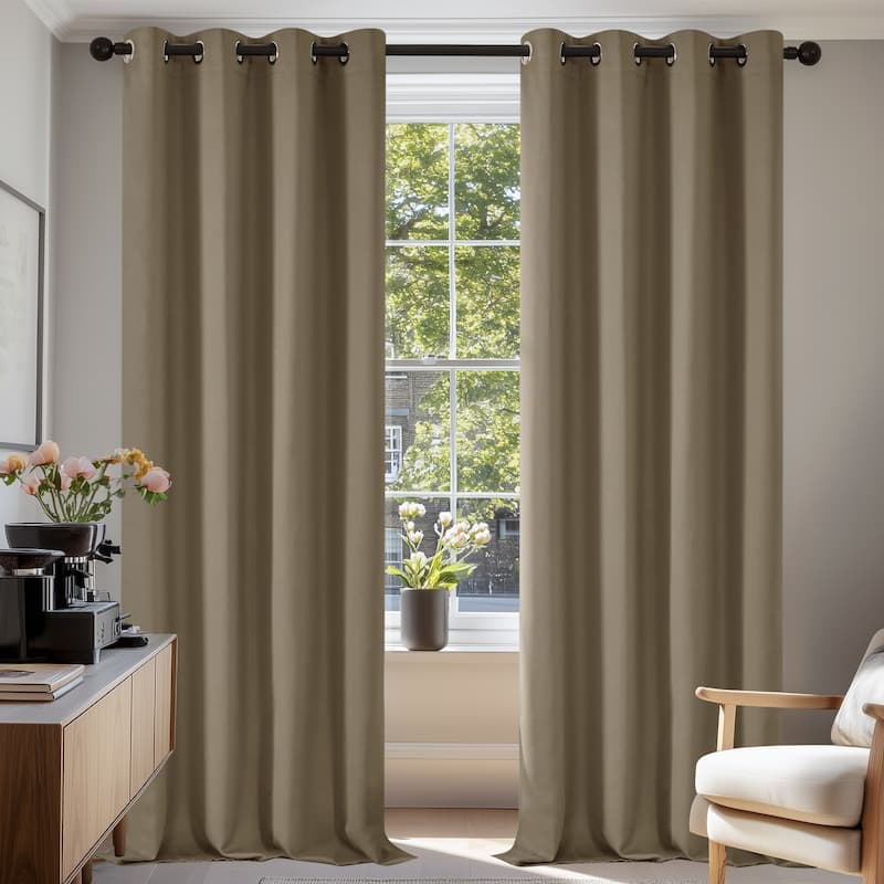 Deconovo Grommet 52 Width Curtains (2 Panel) - 52W x 45L - Khaki