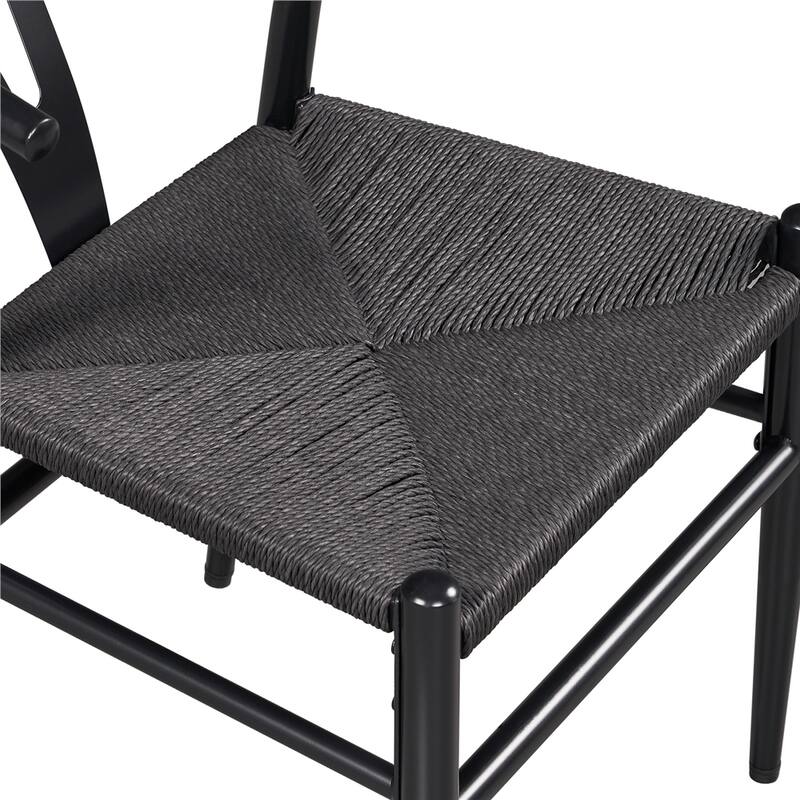 Yaheetech Modern Weave Y-Shaped Dining Chair with Solid Metal Frame