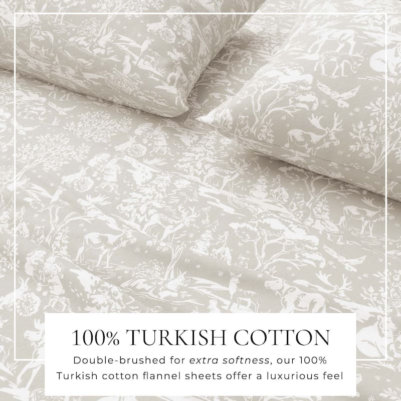 Linery & Co. Ultra-Soft Turkish Cotton Flannel Holiday Print Sheet Set
