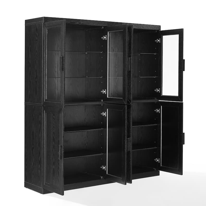 Crosley Essen 2Pc Pantry Storage Cabinet W/Glass Door Hutch Set