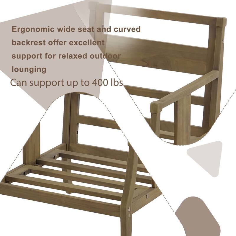 Wood Patio Bistro Set with Water-Resistant Cushions(Set of 3)