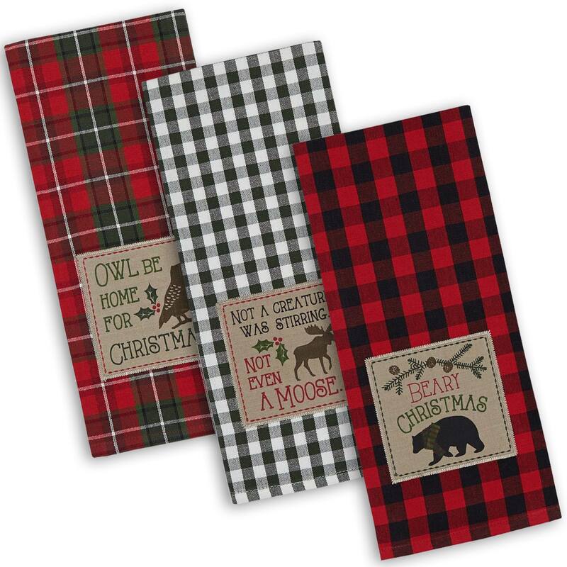 DII Assorted Christmas Printed Dishtowel - Set of 3 - Cabin Christmas