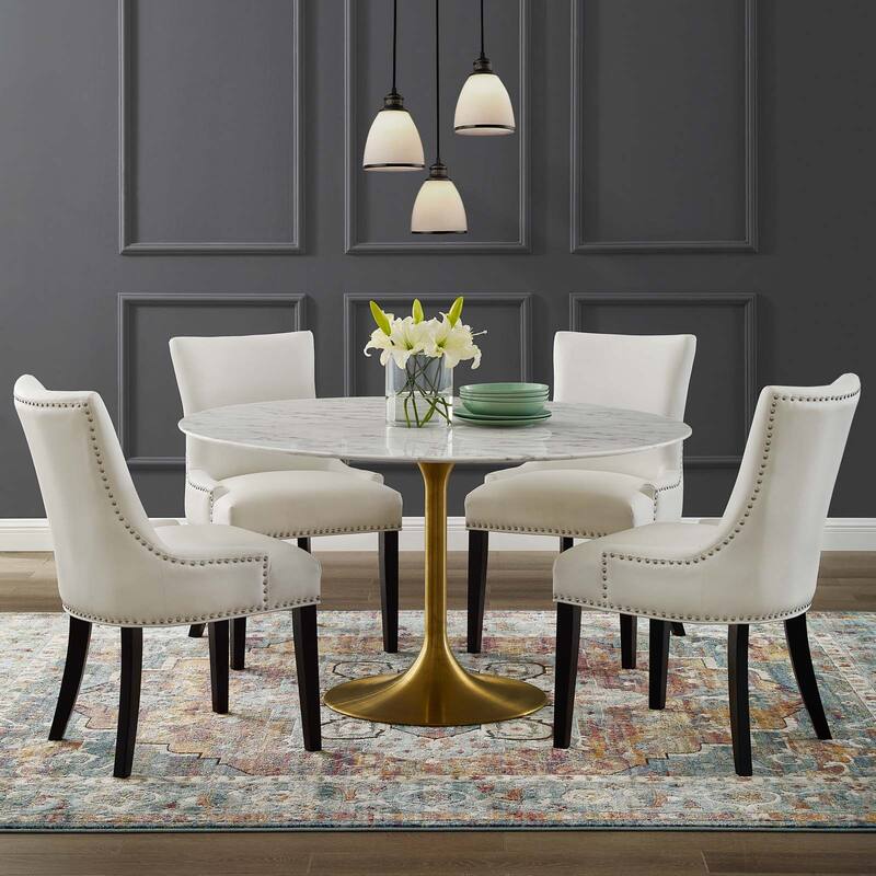 54" Round Artificial Marble Dining Table