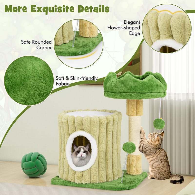 Cute Cat Tree with Sisal Scratching Posts and Dangling Ball - 20" x 16" x 21.5"