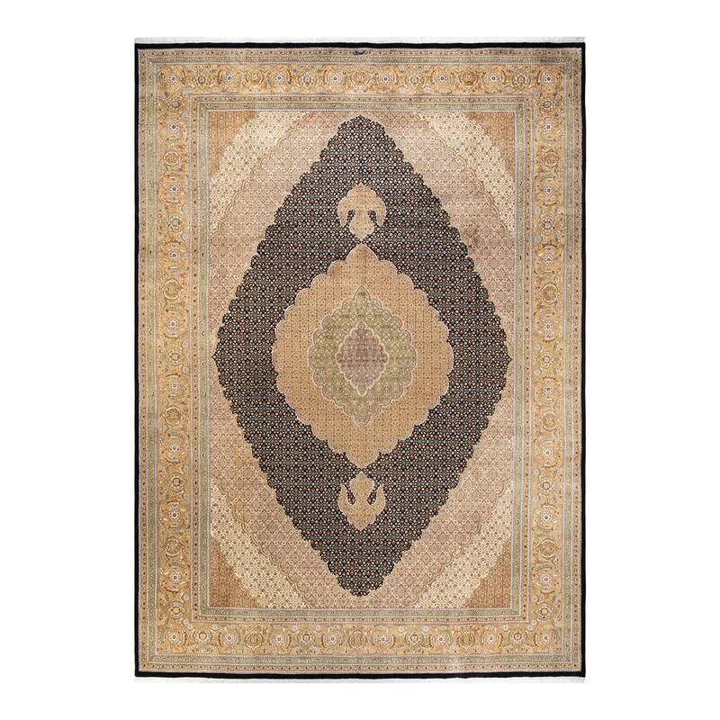 Overton Hand Knotted Wool Traditional Oriental Black Area Rug - 10' x 14' - Black - 10' x 14'