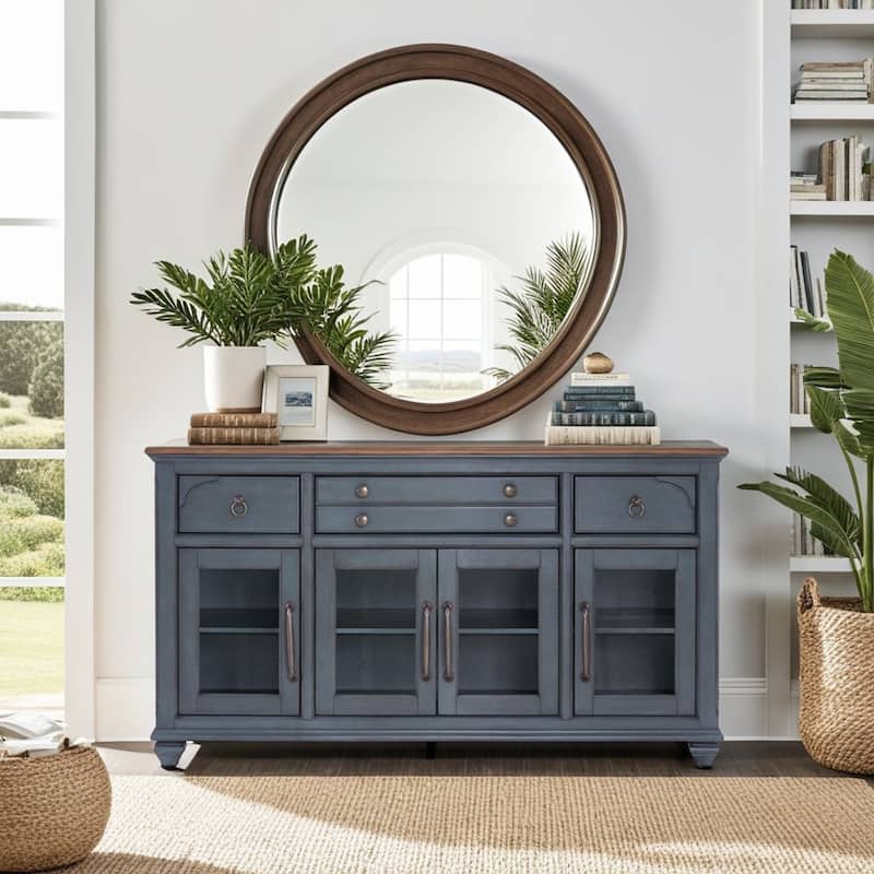 Bridgevine Home Americana Server, No Assembly Required, Corduroy Blue Finish