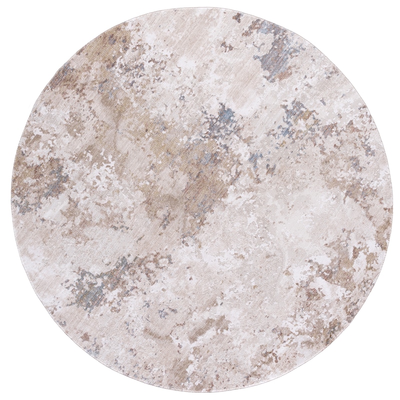 SAFAVIEH Elwood Dasara Modern Abstract Rug - 6'5" Round - Beige/Ivory