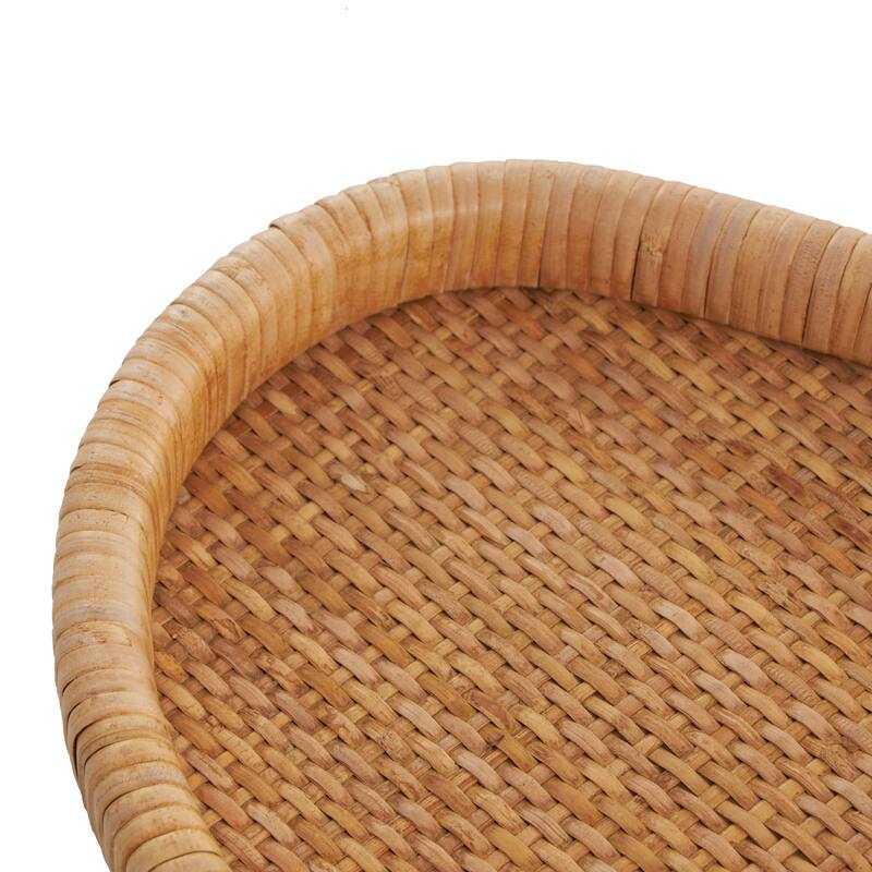 Brown Rattan Handmade Woven Living Room Decor Tray (Set of 2) - 12"W x 21"L x 2"H
