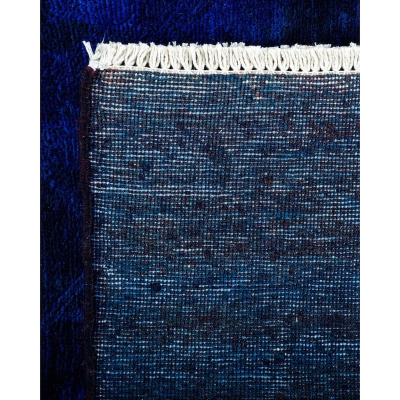 Overton Hand Knotted Wool Vintage Inspired Modern Contemporary Overdyed Blue Area Rug - 8' 0" x 10' 4"