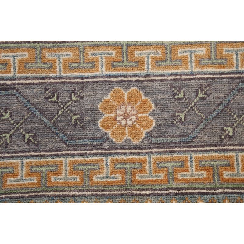 Vegetable Dye Geometric Khotan Oriental Area Rug Handmade Wool Carpet - 6'8" x 9'8"