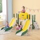 preview thumbnail 1 of 7, 7 in 1 Toddler Slide Playset, Kids Climbers Playground with Double Slides, Arch Tunnel, Ring Toss and Basketball Hoop Yellow