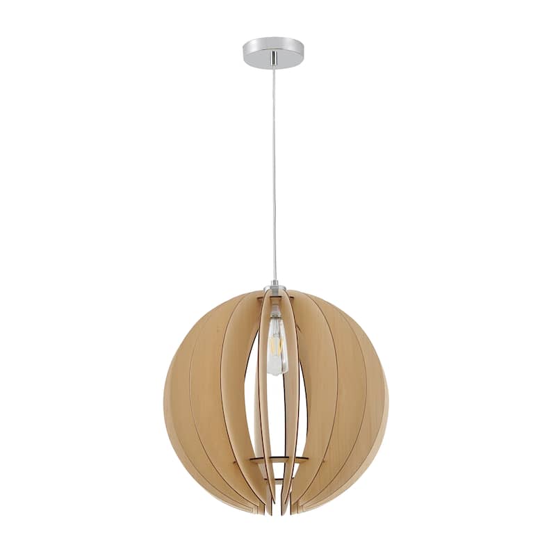 Transitional 1-Light Wood ORB Pendant