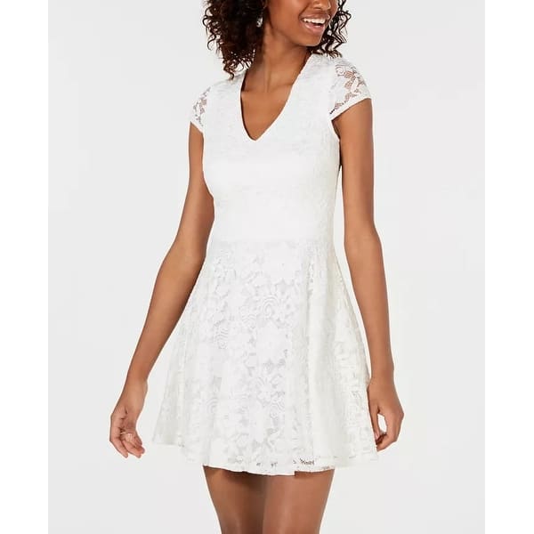 B Darlin Fit & Flare Dress, Allover Lace, Chiffon Tie, V-Neck/V-Back - Bed Bath & Beyond - 40574945 B Darlin Fit & Flare Dress, Allover Lace, Chiffon Tie, V-Neck/V-Back - Bed Bath & Beyond - 40574945