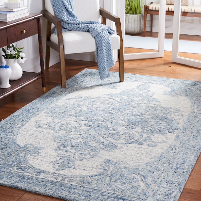 SAFAVIEH Handmade Metro Styliani Oriental Wool Rug - 3' x 5' - Blue/Ivory