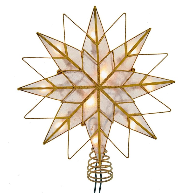 Kurt Adler 9.65-Inch UL 10-Light 8-Point Capiz Star Tree Topper