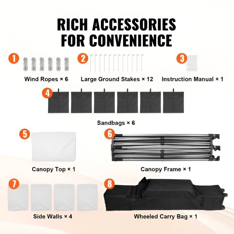 White 500D PU Canopy Tent with Sidewalls, Adjustable Steel Frame - 240” L x 120” W x 126” H