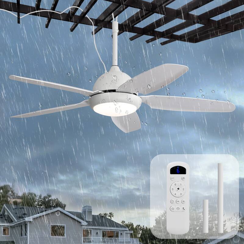 Sofucor 52 Inch Waterproof Outdoor Ceiling Fan with Lights and Remote,IP65 Hanging Gazebo Fan,Wet Rated Plug in Fan with Cord