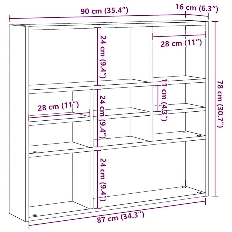 vidaXL Wall Shelf Hanging Wall Mounted Storage Display Rack Engineered Wood - 6.3 x 35.4 x 30.7 in
