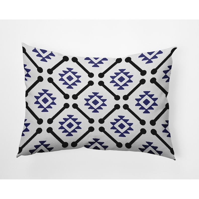 Modern Tribal Pattern Decorative Throw Pillow - 14" x 20" - Purplish Blue