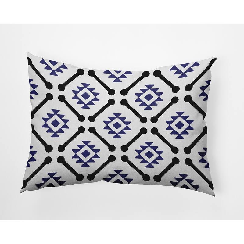 Modern Tribal Pattern Indoor/Outdoor Throw Pillow - Purplish Blue - 14" x 20"