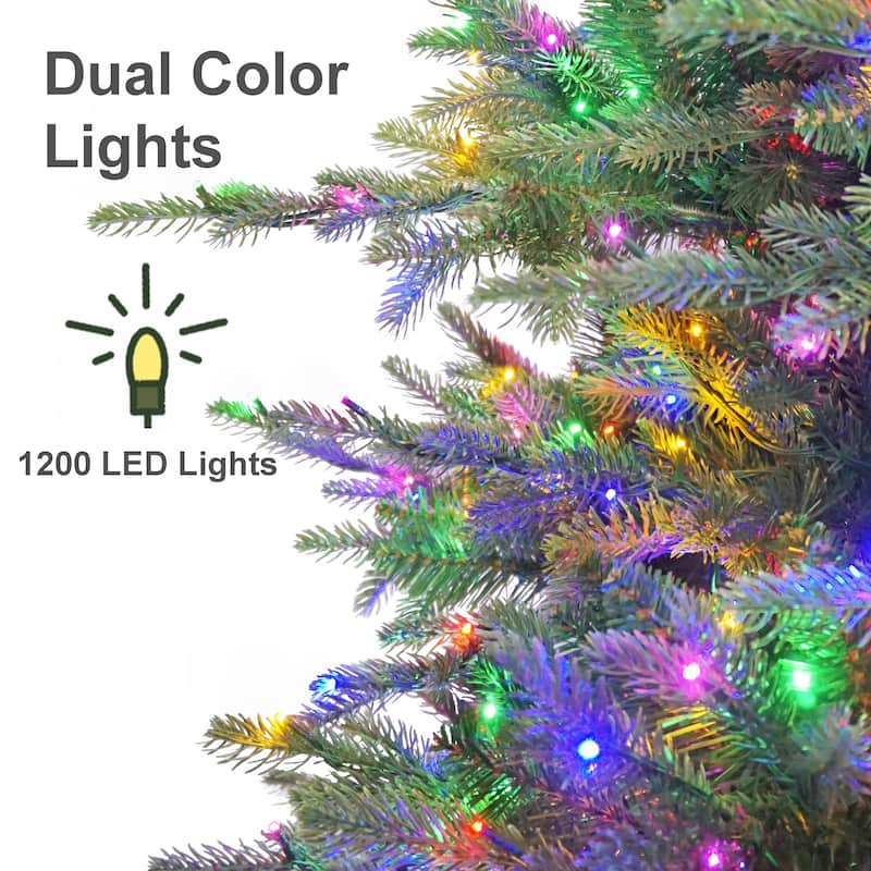 Puleo International 7.5' Pre-Lit Artificial Norwood Fir Tree with 1200 Dual-Color LED Lights